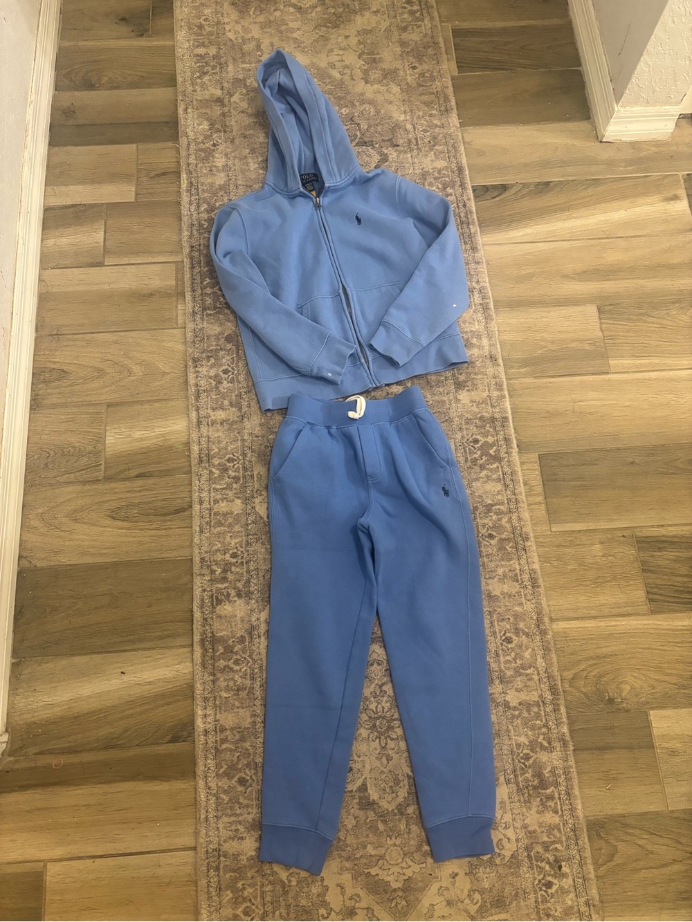 Polo Ralph Lauren kids sweatsuit periwinkle blue top M(10-12) bottom S(8)